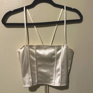 White satin lace corset top